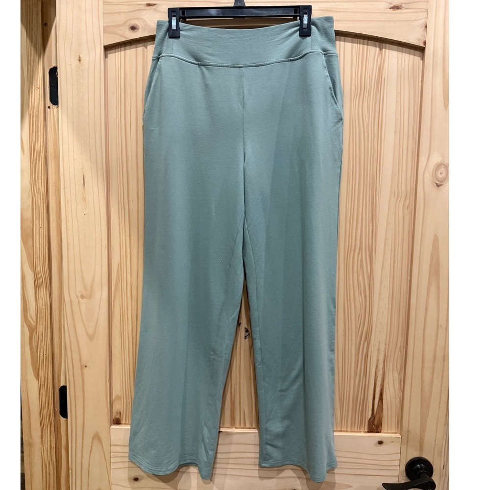 Freely Women Sage Green Wide Leg Lounge Pants Organic Cotton Blend Large